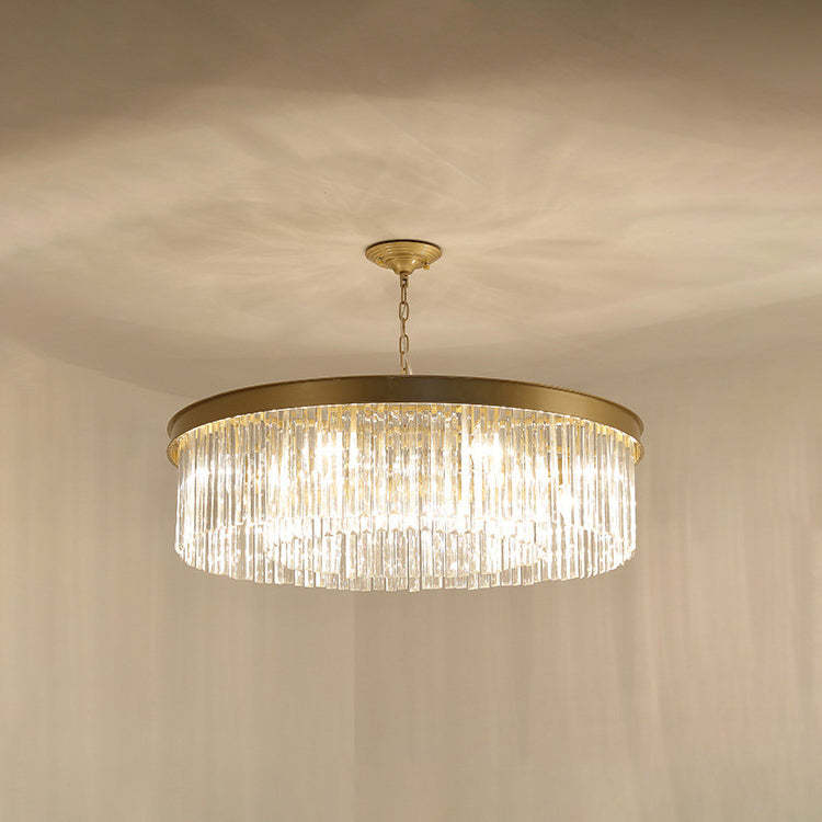 Iron Frame Tiered Crystal 8-Light Chandelier