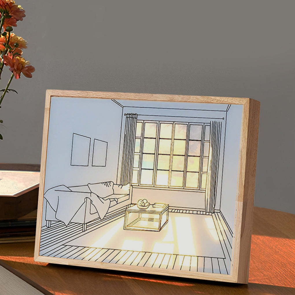 Wood Frame Ins Touch Dimmable LED Sunshine Night Light
