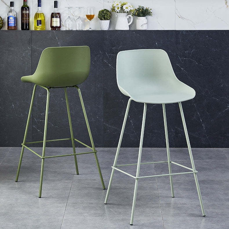 Minimalist curved bar & counter stools in metal fabric