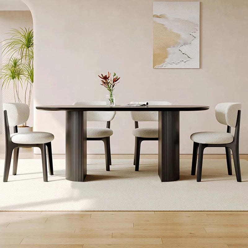 Round Velvet Wooden Dining Chair