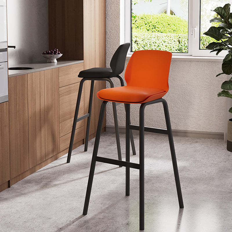 Nordic Square Leather Iron Plastic Bar Stool — Black