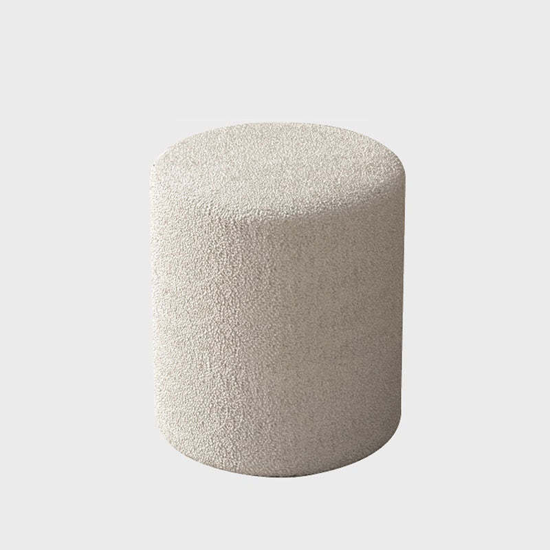 Minimalist Cylinder Lambswool Wood Vanity Stool