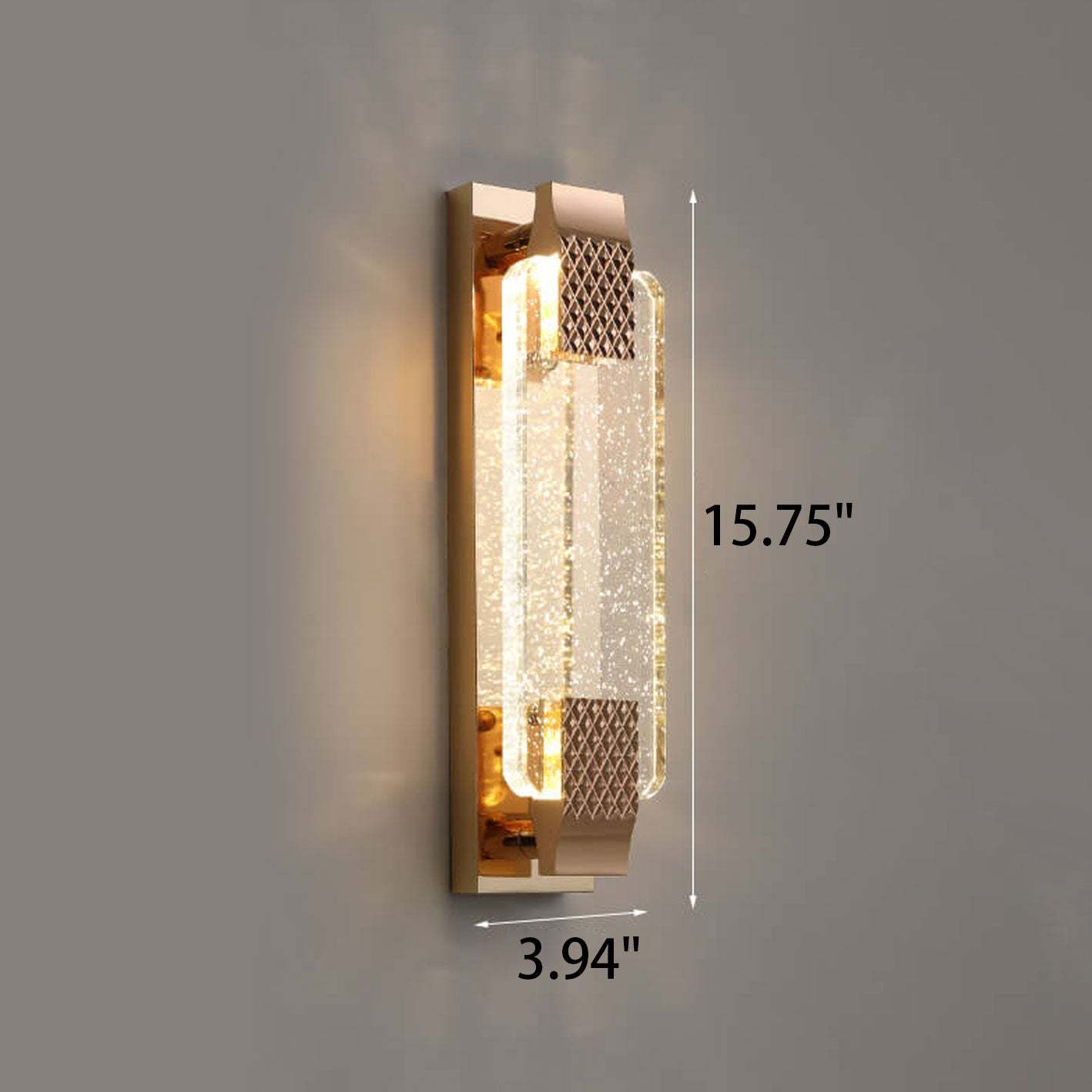 European Rectangular Bubble Crystal LED Sconce — 220V-240V For UK/AU / Warm Light (3000K)