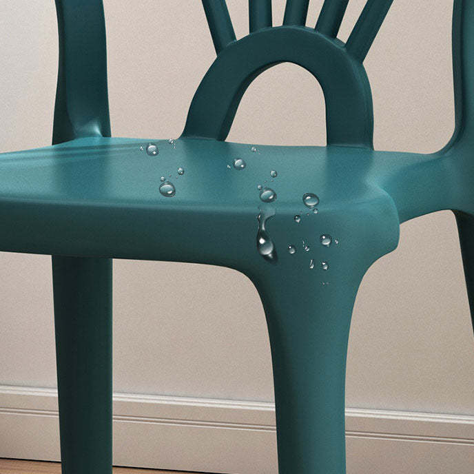 Scandinavian Arc Plastic Stackable Dining Chair — Dark Blue