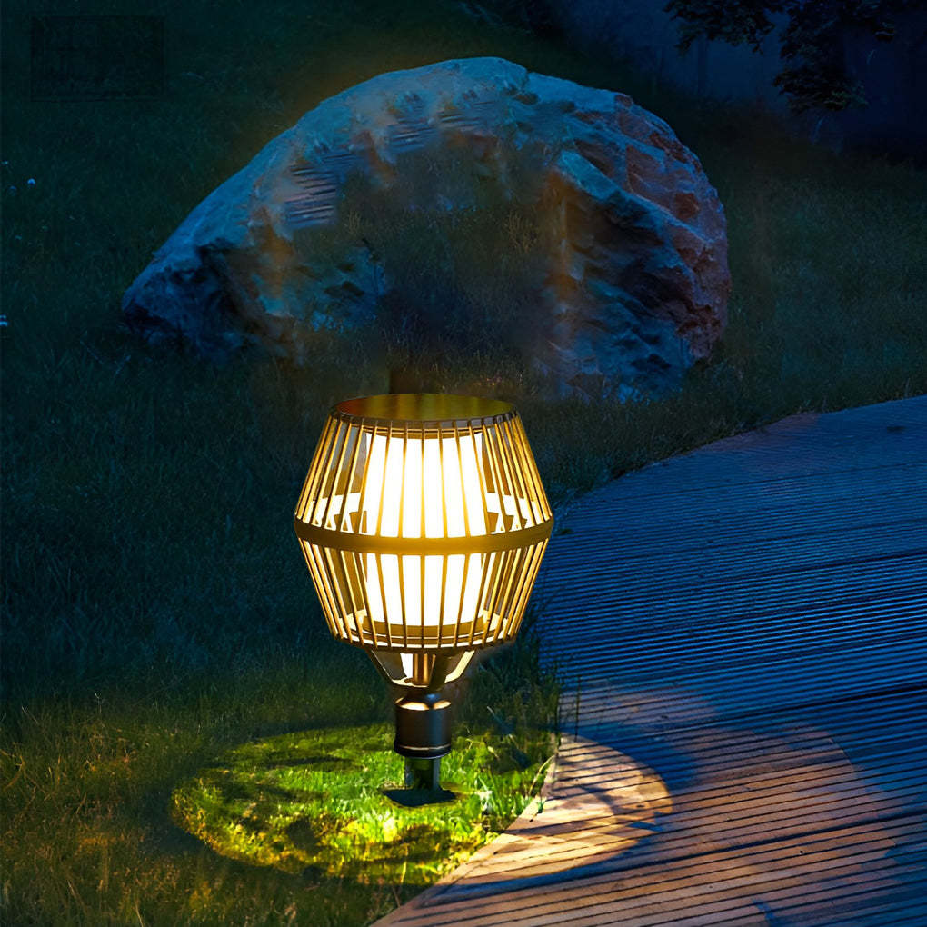 Waterproof Aluminum LED Matte Black Modern Solar Outdoor Lights Lanterns-Lighom