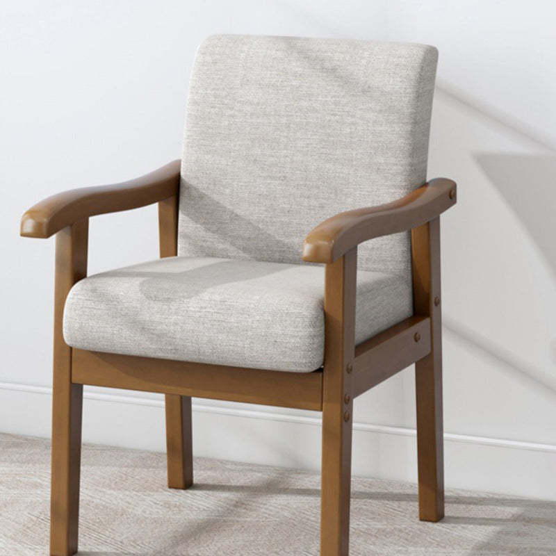 Minimalist Upholstered Fabric Wood Chair — Walnut Frame + Brown Seat