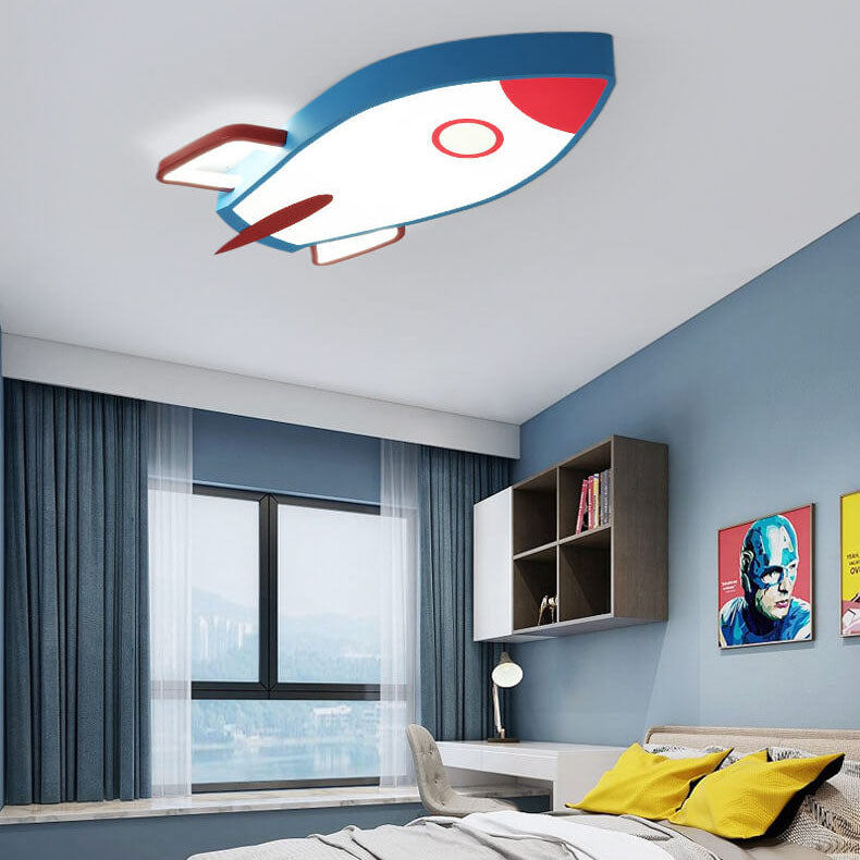 Cartoon Rocket Aluminum LED Flush Mount Light