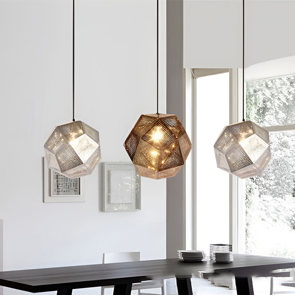 Geometric Round Metal Postmodern Pendant