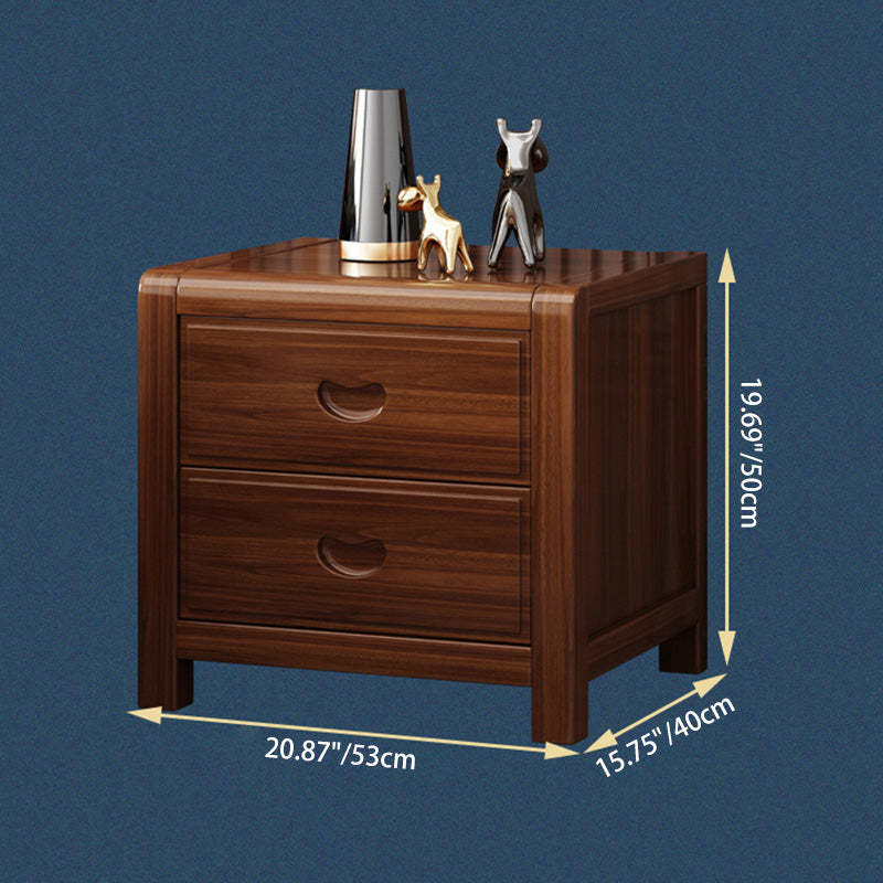 Vintage Rectangular Wood 2-Drawer End Table — Wood