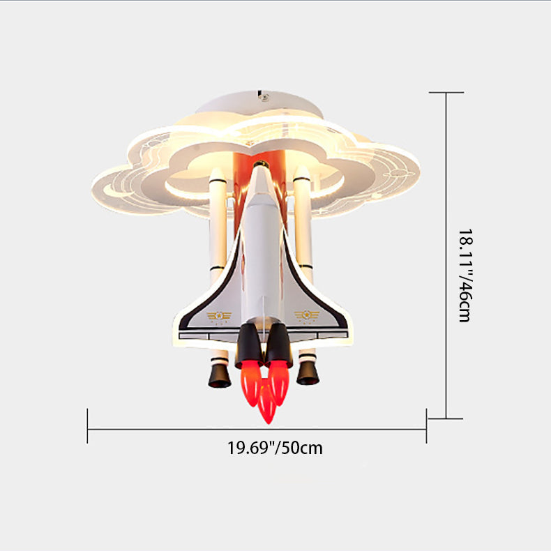Iron Cartoon Aerospace Rocket Acrylic LED Kids Flush Light