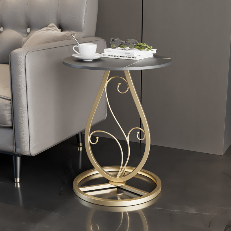 Luxury Round Sintered Stone Metal Coffee Table