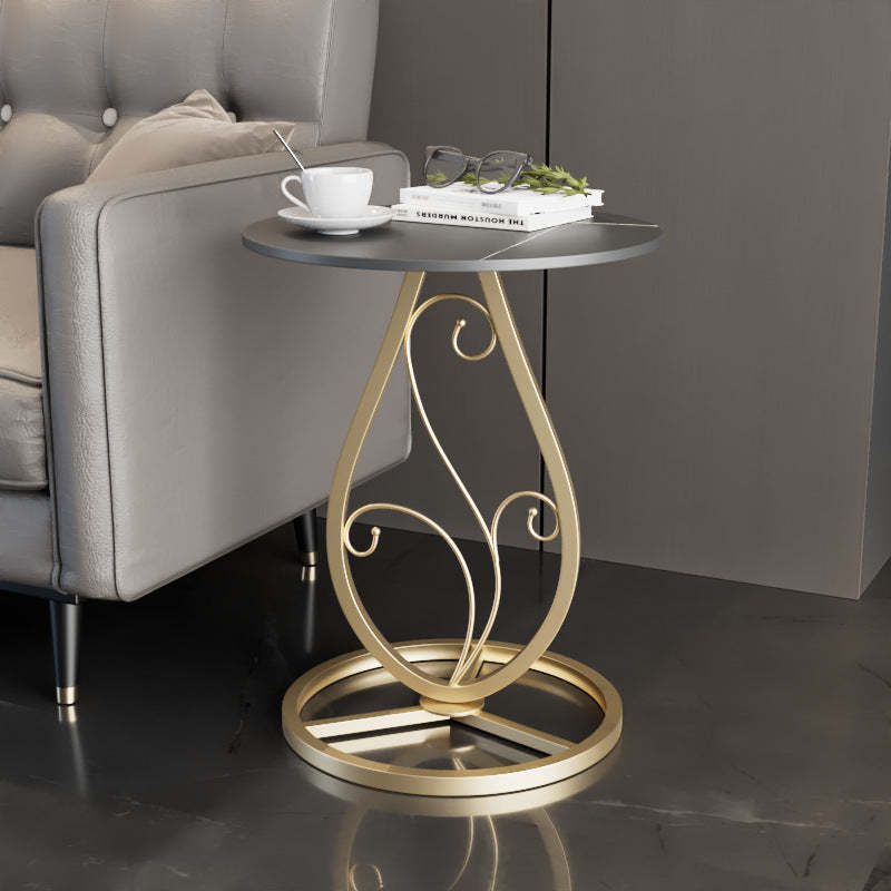 Luxury Round Sintered Stone Metal Coffee Table