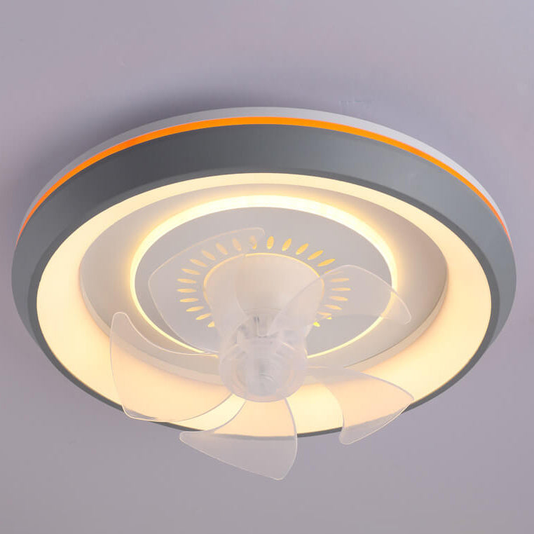 Minimalist Round Swing Inverter LED Flush Mount Fan Light