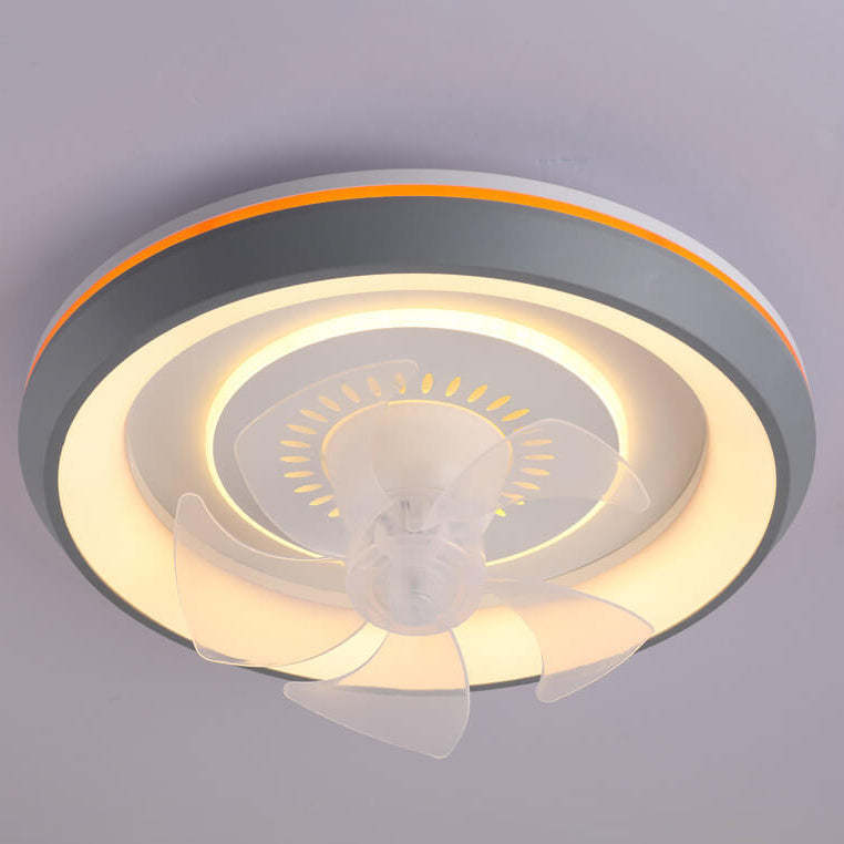 Minimalist Round Swing Inverter LED Flush Mount Fan Light