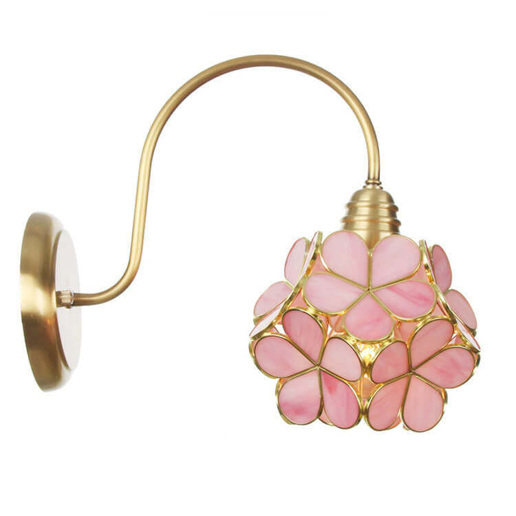 European Tiffany Vintage Brass Glass Sconce — Purple / 220V-240V For UK/AU