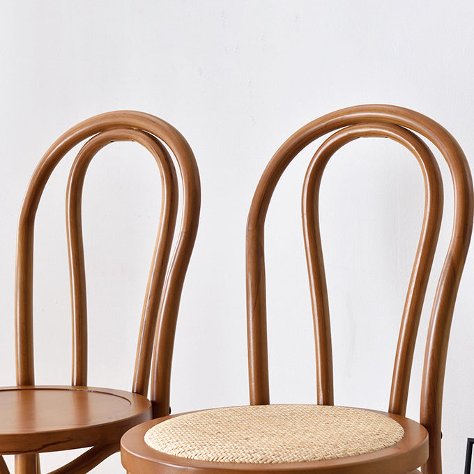 Retro Rattan Beech Metal Arched Dining Chair