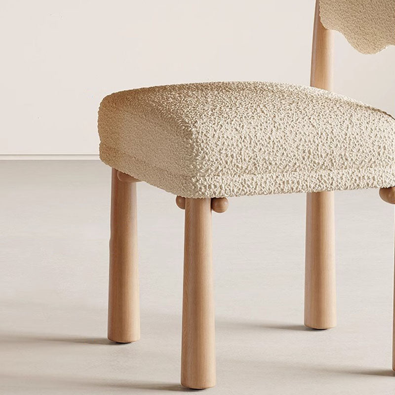 Modern Vertical Wood Lambswool Dining Chair