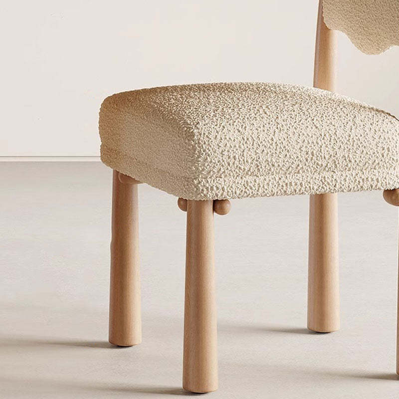 Modern Vertical Wood Lambswool Dining Chair
