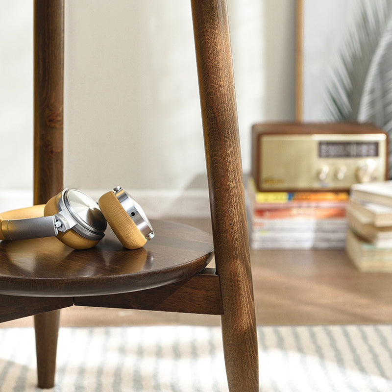Scandinavian Round Wood 1-Shelf Side Table