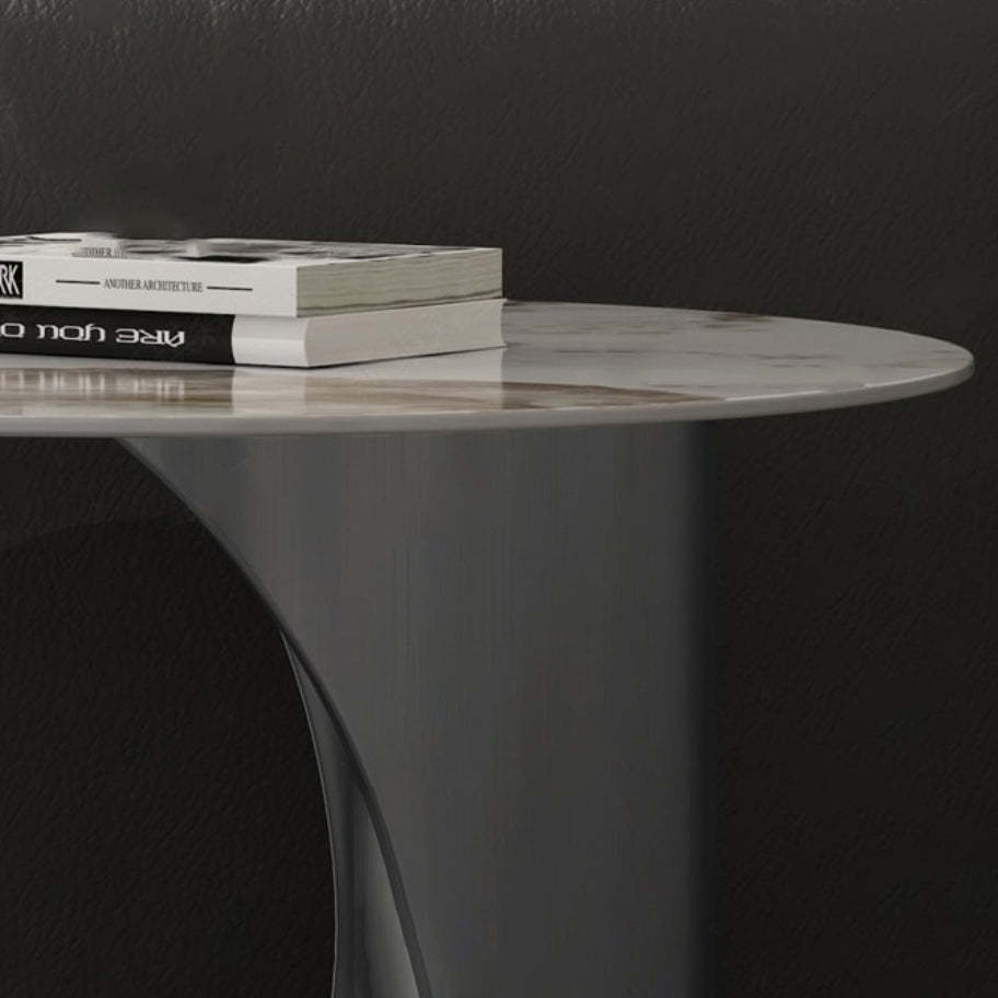 Contemporary Marble Pattern Steel Coffee Table