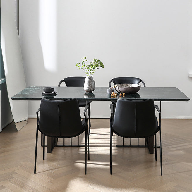 Minimalist trapezoid saddle leather metal dining chairs & benches