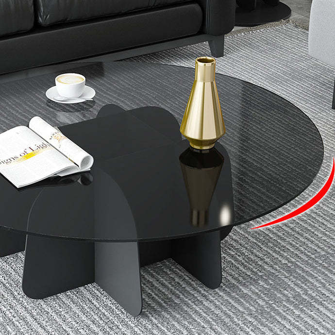 Minimalist Round Glass Metal Coffee Table
