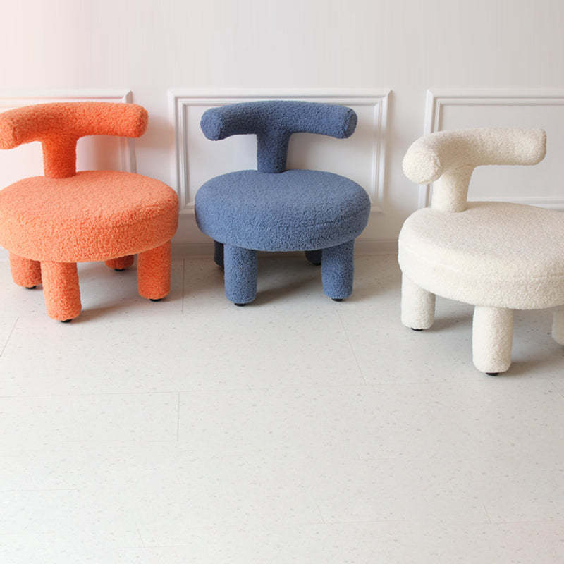 Nordic Lambswool Wood Round Chair — Blue