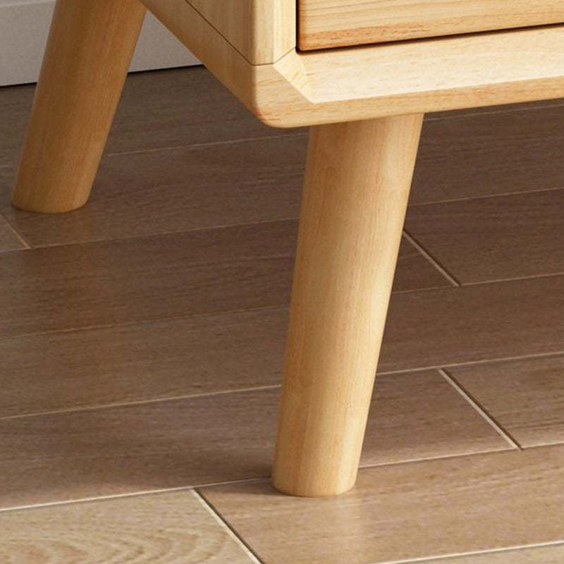 Modern Wood Rattan 2-Drawer Side Table