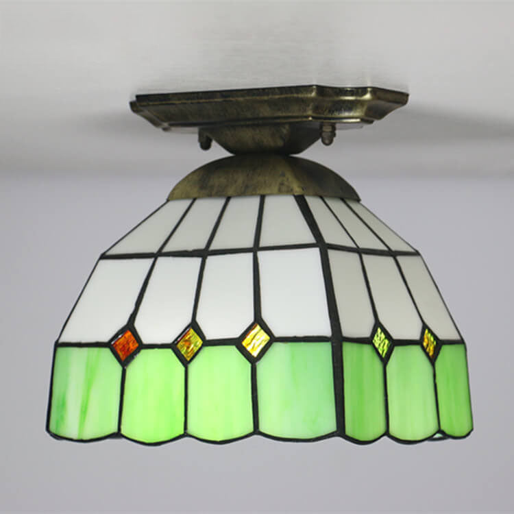 Tiffany Stained Glass Dome Ceiling Light