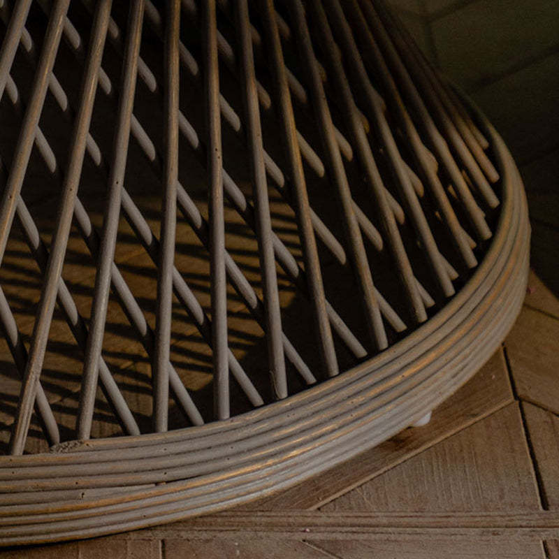Japanese Round Rattan End Table