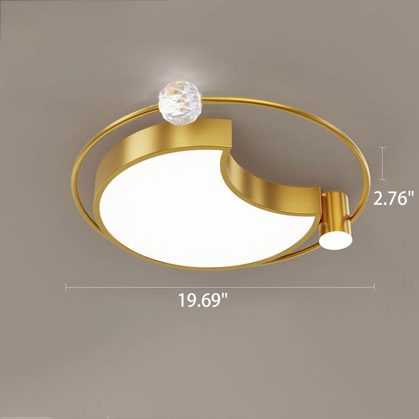 Nordic Star Moon Copper Crystal LED Flush Mount Light — Moon - 40W / Black / 220V-240V For UK/AU