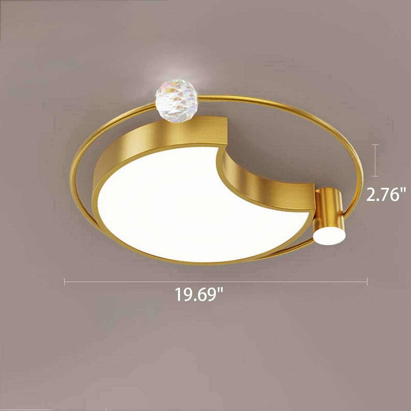 Nordic Star Moon Copper Crystal LED Flush Mount Light — Moon - 40W / Black / 220V-240V For UK/AU