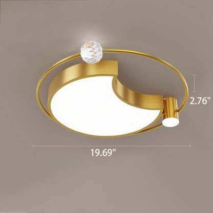 Nordic Star Moon Copper Crystal LED Flush Mount Light — Moon - 40W / Black / 220V-240V For UK/AU
