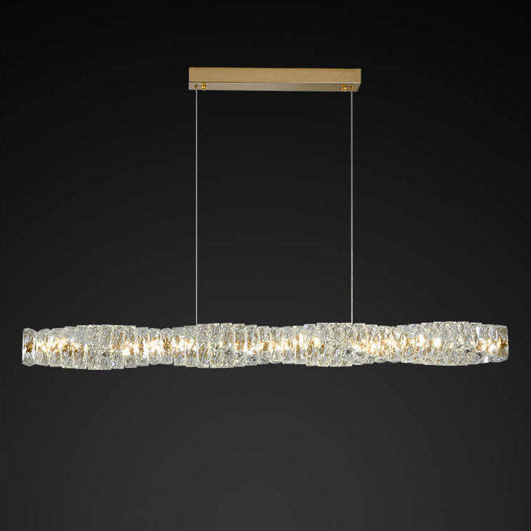 Modern Stainless Steel Crystal Strip LED Island Pendant