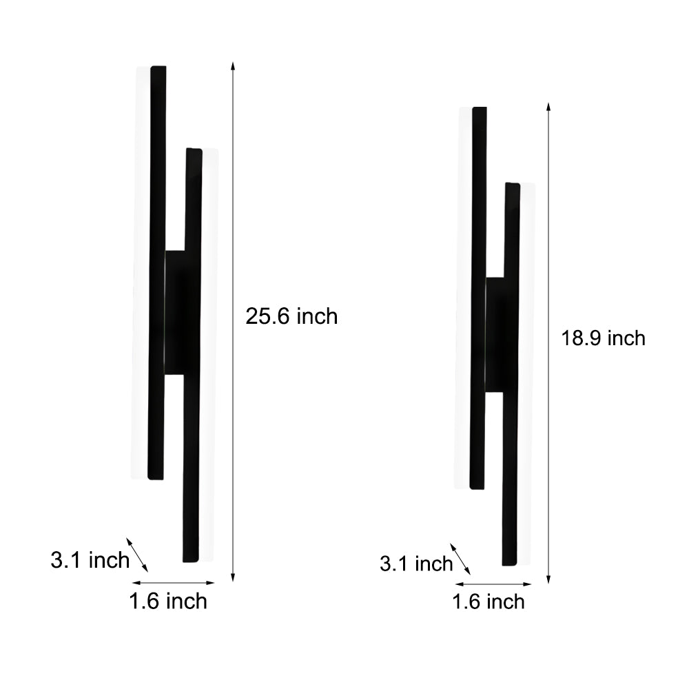 Modern 2-Light Linear LED Wall Lamp with 3-Step Dimming - Black/Gold Wall Sconce-Lighom