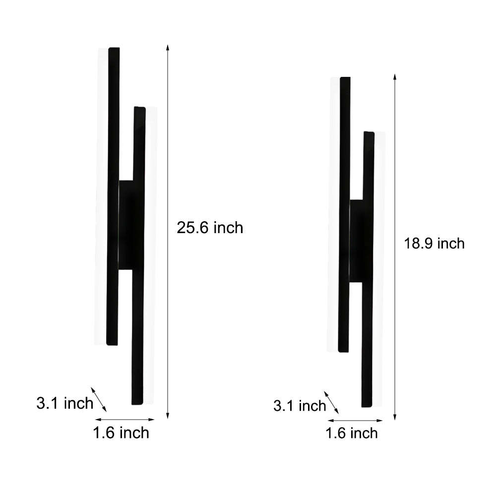 Modern 2-Light Linear LED Wall Lamp with 3-Step Dimming - Black/Gold Wall Sconce-Lighom