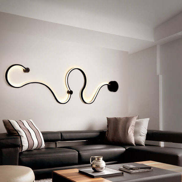 Modern Aluminum Snake Curved LED Sconce