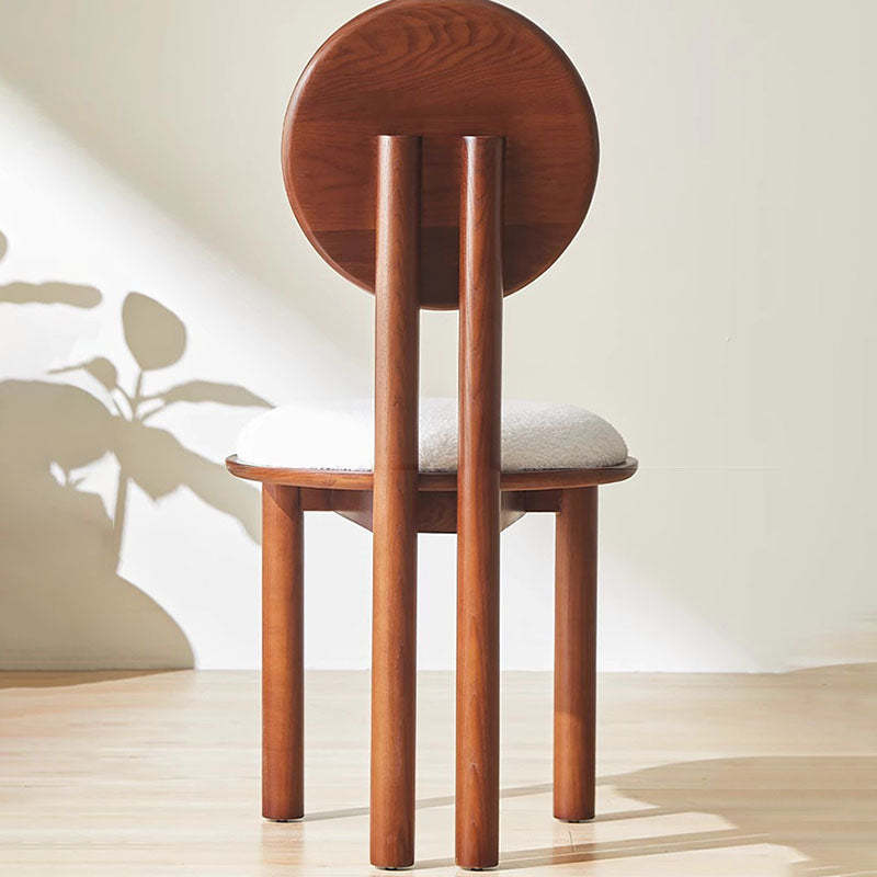 Scandinavian Solid Wood Lambswool Leather Dining Chair
