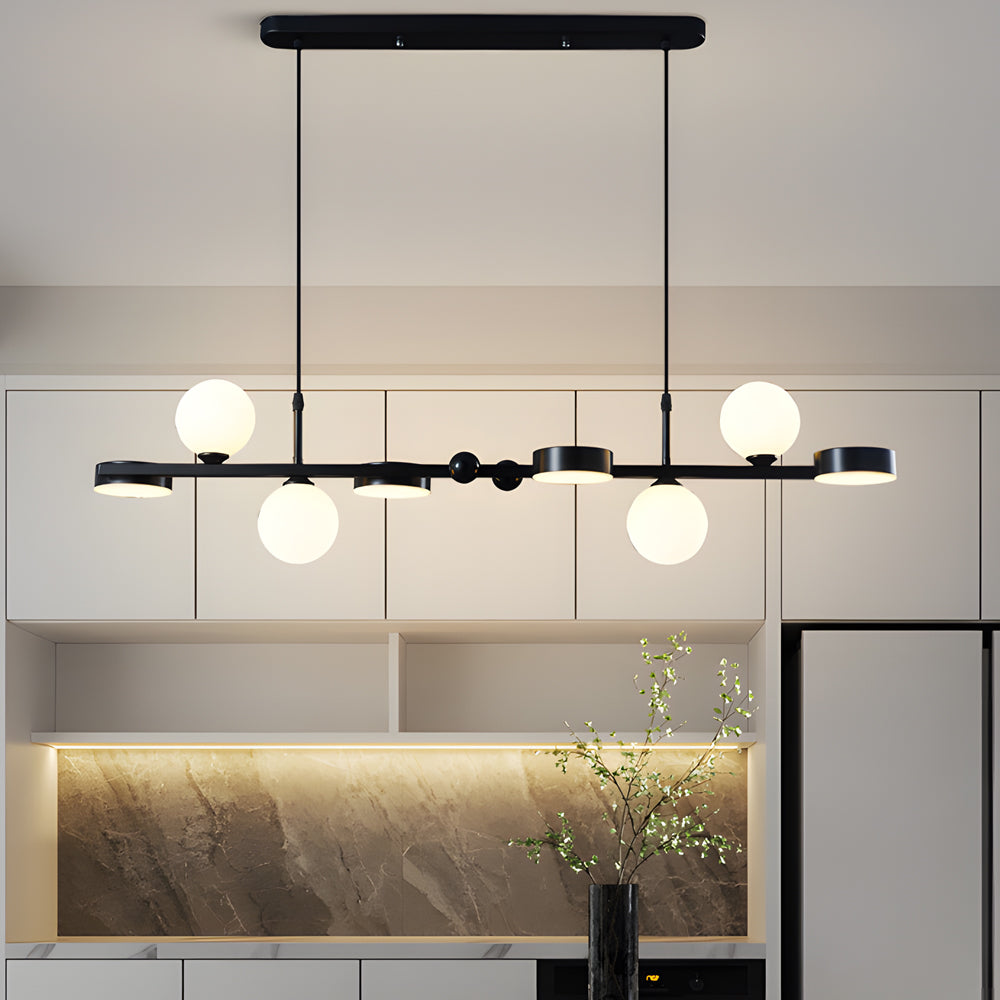 Dimmable Glass Ball LED Long Dining Chandelier