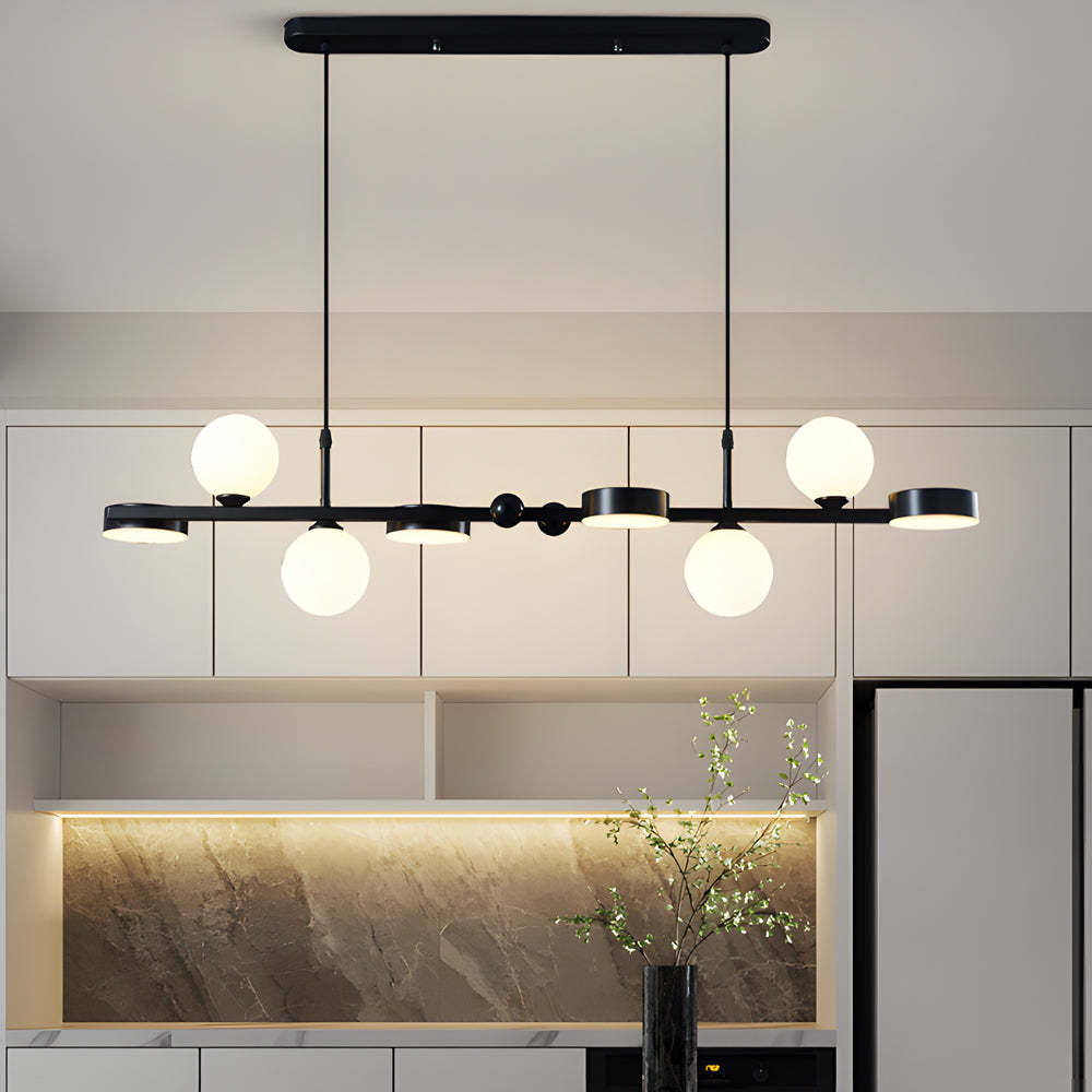 Dimmable Glass Ball LED Long Dining Chandelier