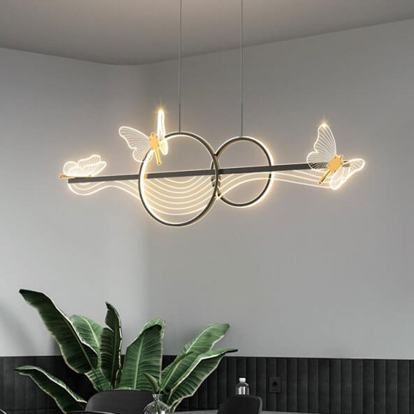 Nordic Butterfly Round Linear Island LED Chandelier