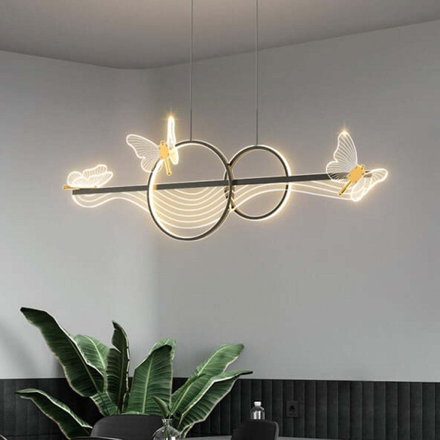 Nordic Butterfly Round Linear Island LED Chandelier