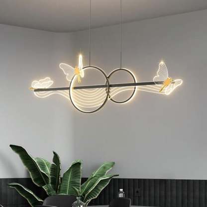 Nordic Butterfly Round Linear Island LED Chandelier