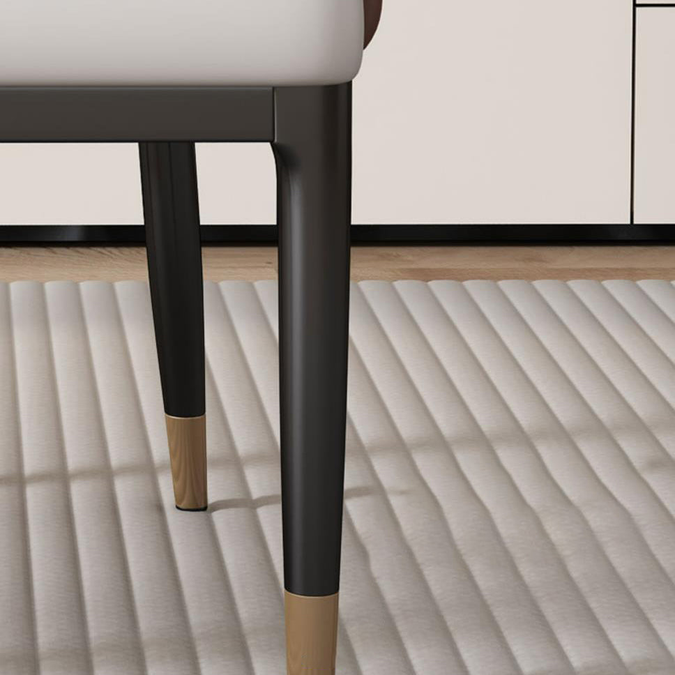 Modern Iron Leather Dining Chair with Armrest Backrest