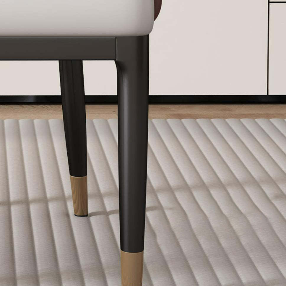Modern Iron Leather Dining Chair with Armrest Backrest