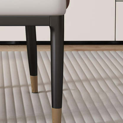 Modern Iron Leather Dining Chair with Armrest Backrest