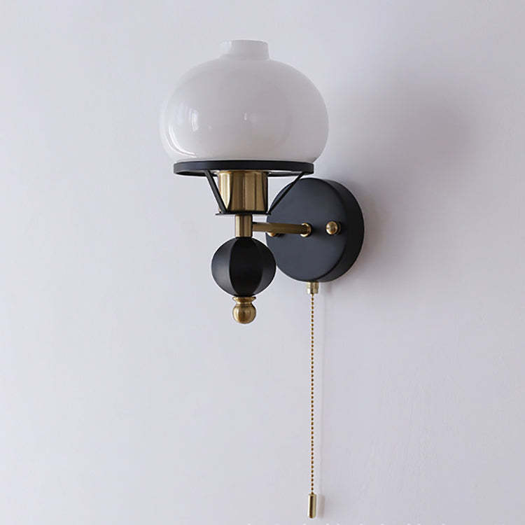 French Geometric Circle Glass Iron Sconce