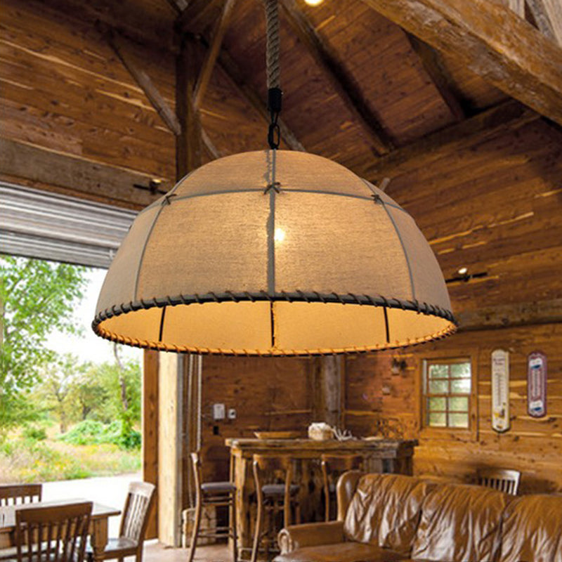 Traditional Rustic Fabric Semicircle Pendant Light
