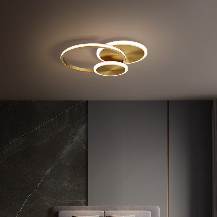 Minimalist circle triple yellow acrylic flush mount lighting — Small (12"H / 220V-240V (UK/AU)