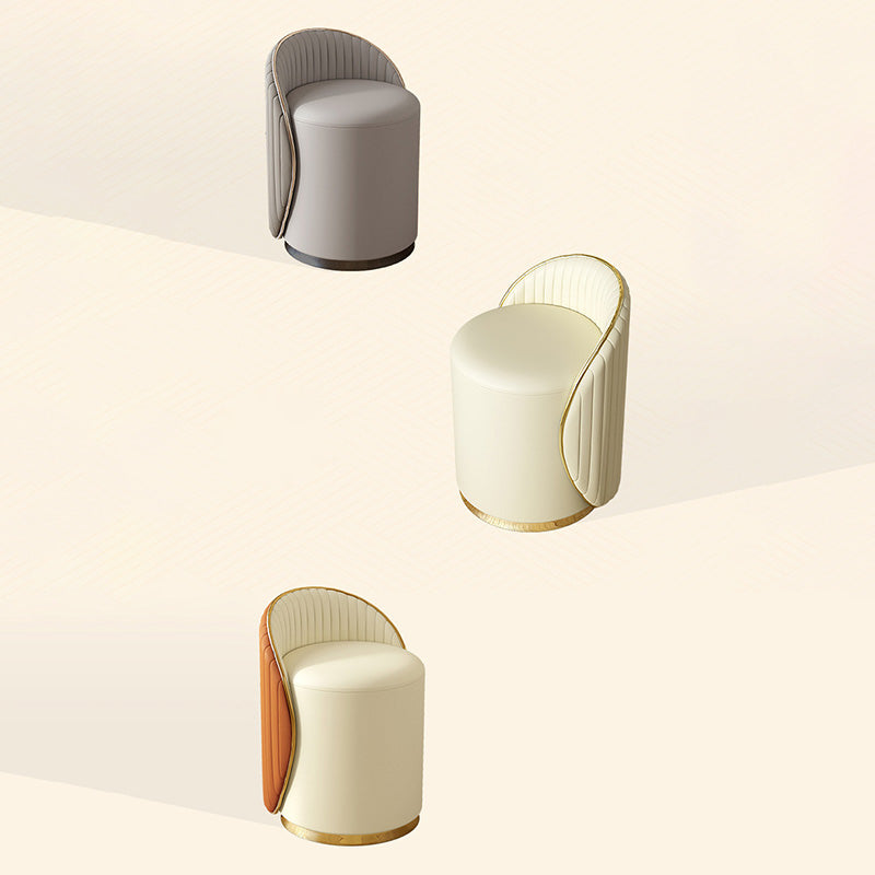 Minimalist Cylinder Iron Leather Vanity Stool